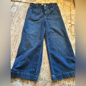 Jessica Simpson High-Rise Wide-Leg Flare Cropped Jeans in Deep Indigo